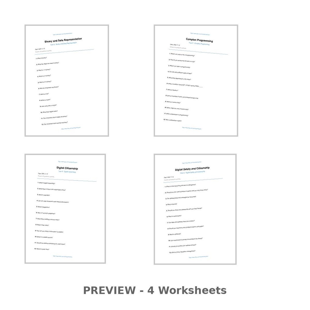 Printable Year 6 Computing Worksheets PDF | KS2 Practice Sheets | 4 ...