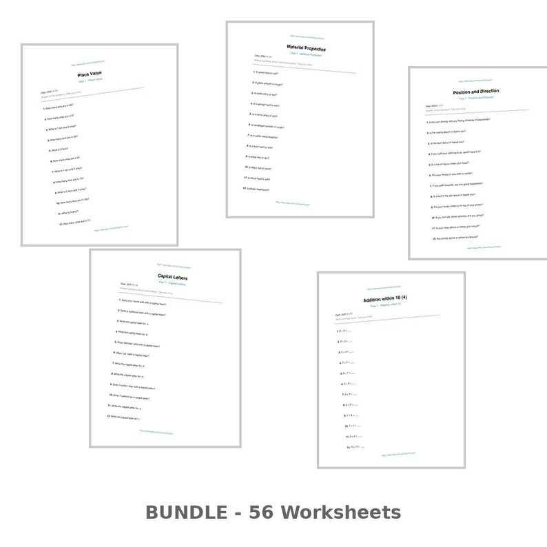 56 Topics Complete Year 1 Worksheets Bundle PDF | KS1 | 56 Activities - Etsy
