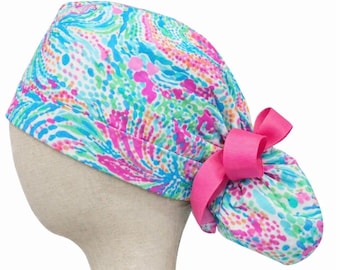 Lilly pullitzer ponytail style scrub hat
