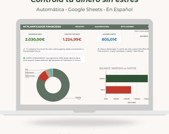 Monthly Budget Template in Google Sheets / Expense and Income Tracker / Personal Financial Planner / Savings and Debt Management / Spanish