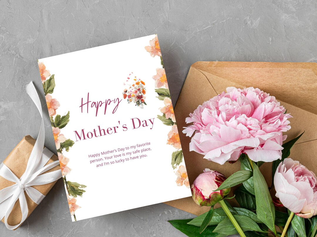 Editable Mother's Day Card Template | Canva Mother's Day Card | Floral ...