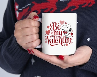 Personalized Snoopy Valentine's Day Mug, Custom Name Coffee Cup