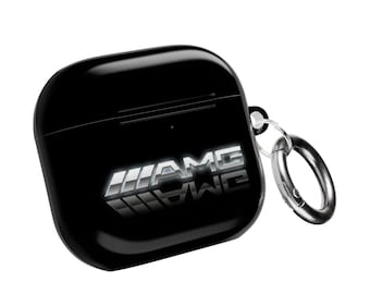AMG Logo AirPod Case ,Custom Script Name AirPods Case, Black Glossy