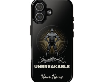 ersonalized Unbreakable Phone Case | Custom Name Phone Cover | Motivational Strength Design | Gift for Him