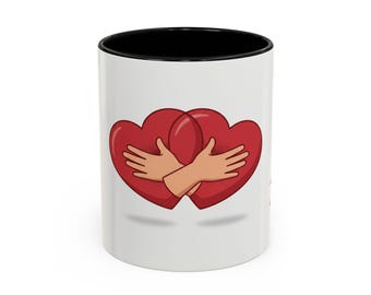 Warm Hugs Heart Mug,Cute Love Coffee Cup , Valentines Gift, Anniversary Mug,Couple Gift , Cozy Ceramic Mug