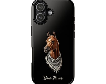Personalized Horse Phone Case | Arabian Horse Design | Custom Name Phone Cover | Elegant Animal Art | Gift for Horse Lovers