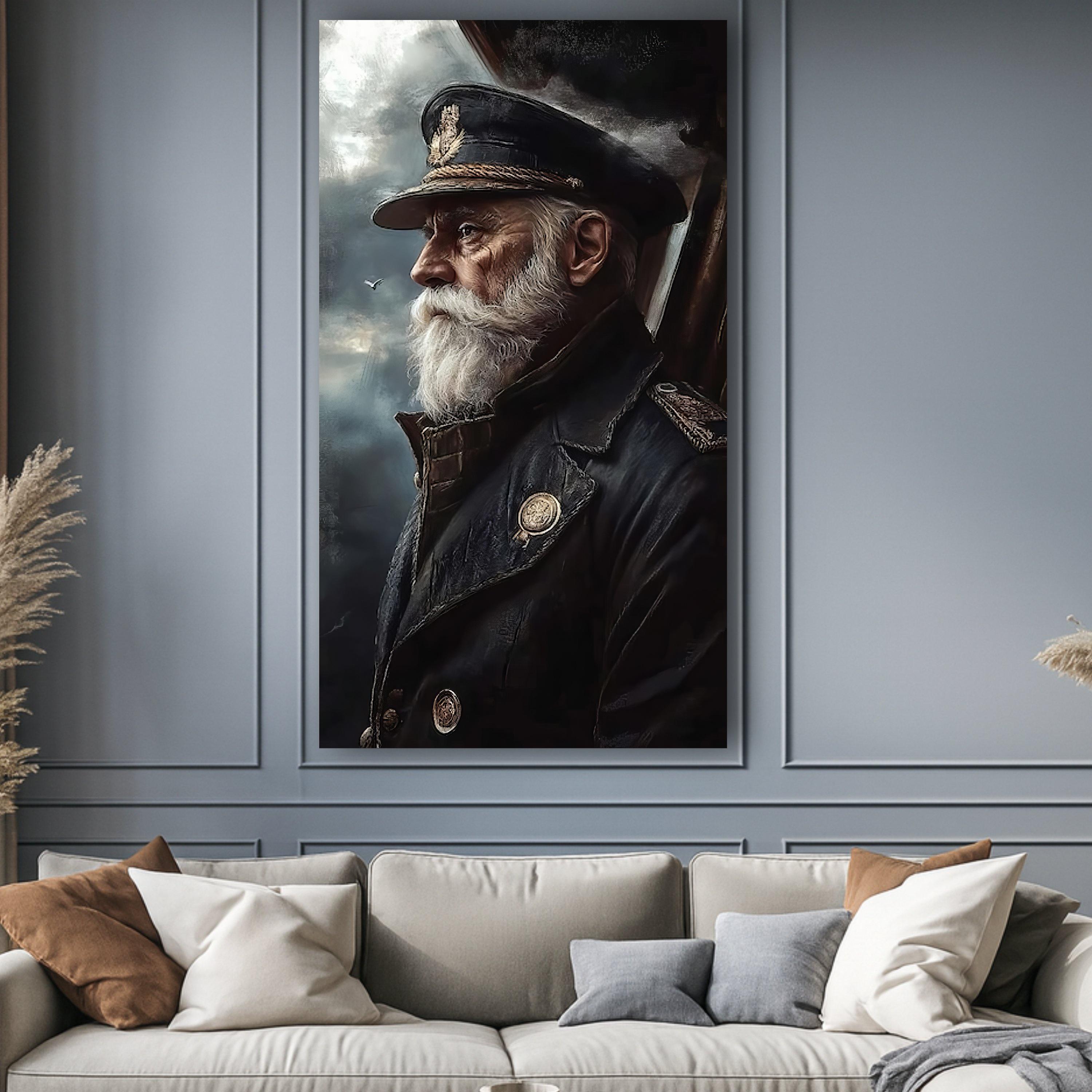 Captain Portrait Vintage Sea Captain Portrait Canvas, Nautical Wall Art, Antique ...