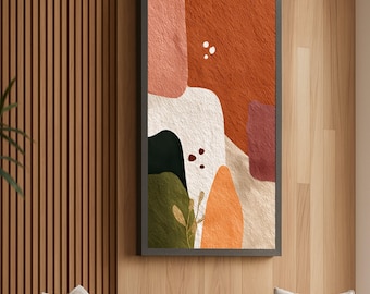 Abstract Earth Tone Canvas, Modern Organic Shape Wall Art, Brown Green Orange Decor, Contemporary Canvas Painting, Home Accent Artwork