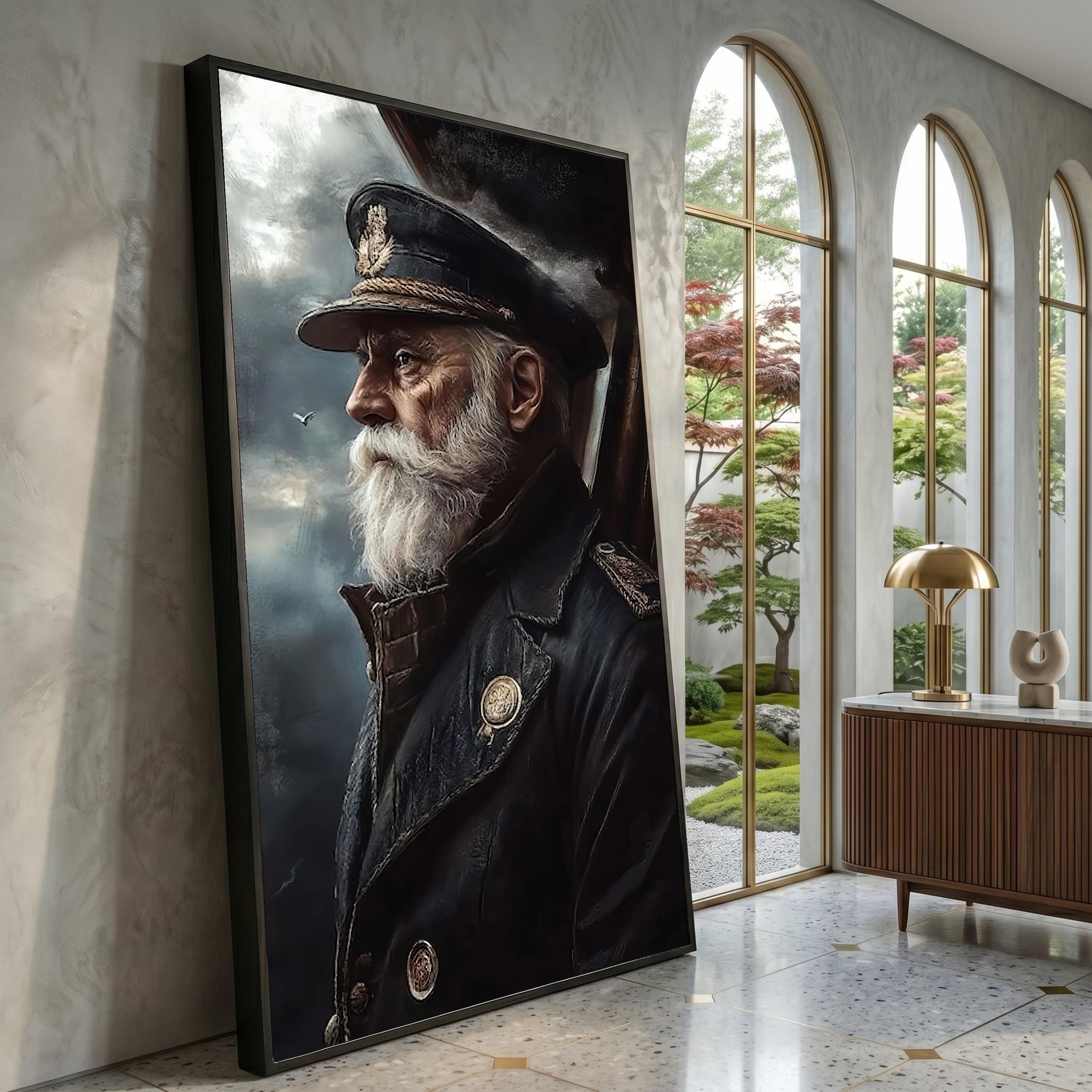 Captain Portrait Vintage Sea Captain Portrait Canvas, Nautical Wall Art, Antique ...