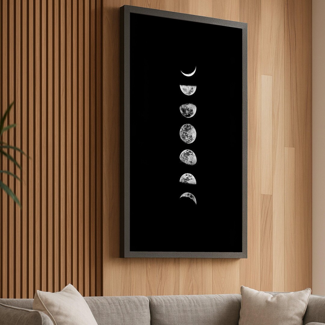 Moon Phases Canvas Wall Art, Lunar Cycle Print, Celestial Home Decor ...