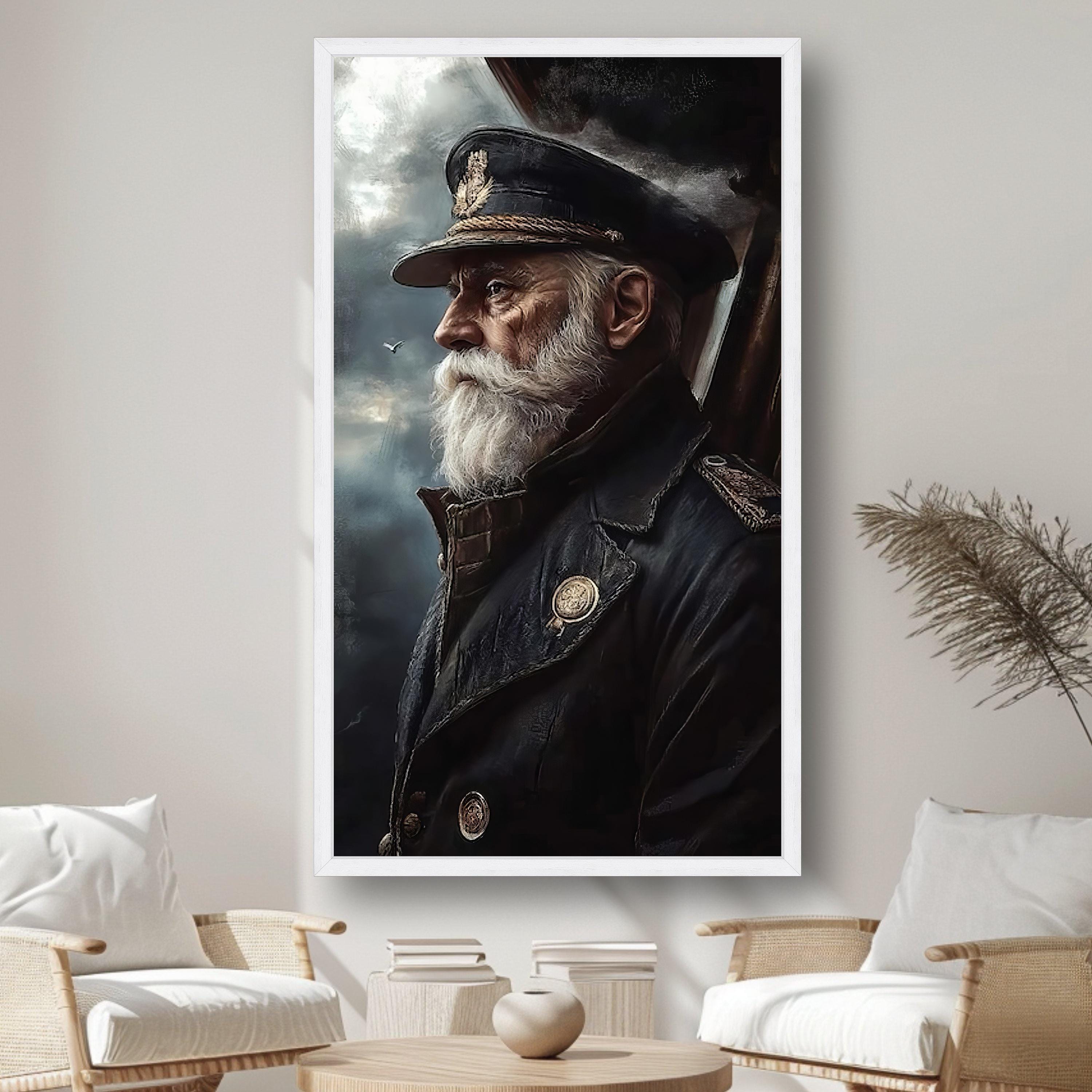 Captain Portrait Vintage Sea Captain Portrait Canvas, Nautical Wall Art, Antique ...