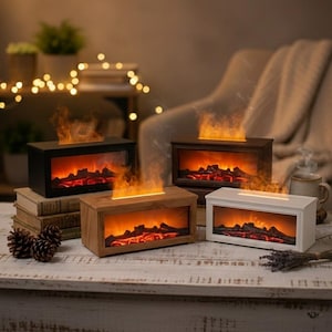 Realistische mini-luchtbevochtiger - geurverspreider met vlameffect - gezellig woondecoratiecadeau