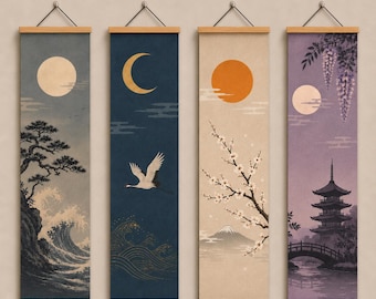 L1469 ヴィンテージ日本の掛け軸 風景画 クリフペーパー - Etsy 日本