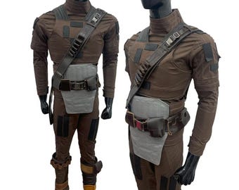 Traje de vuelo de cosplay personalizado de 3 piezas / Disfraz de cazarrecompensas de ciencia ficción con chaleco antibalas y cinturón / Base de guerrero galáctico lista para armadura