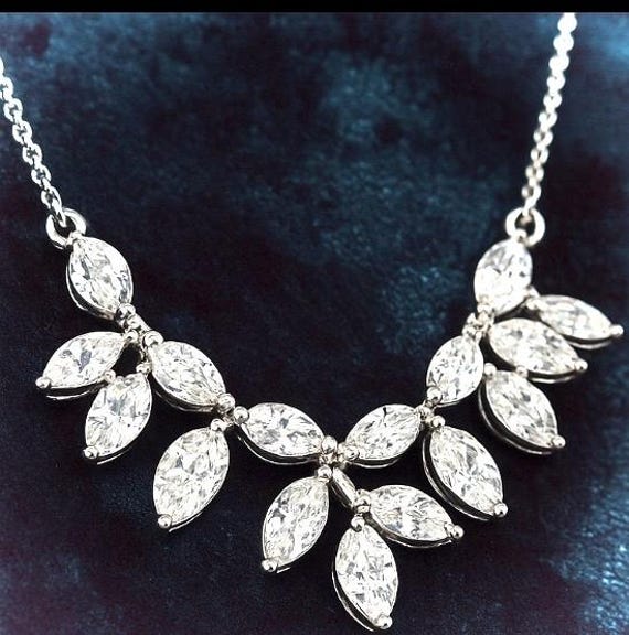 Silver Leaf Crystal Necklace • Sparkling Statemen… - image 3