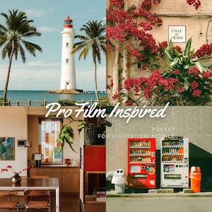 Paquete de 15 presets de Lightroom para móviles inspirados en películas analógicas: estilo retro vintage cálido, estética analógica clásica y filtros de Instagram.