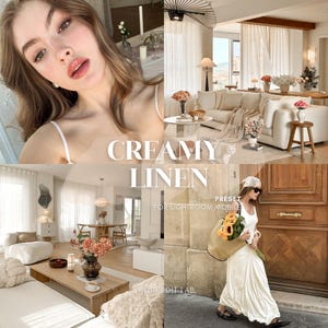 10 preajustes de Lightroom en tonos beige neutro y lino cremoso para fotografía de estilo de vida e interiores – Mobile DNG