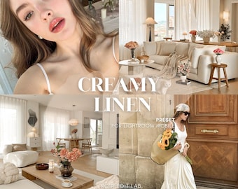 10 Creamy Linen Lightroom Preset Neutral Beige für Lifestyle & Interior Fotografie – Mobile DNG