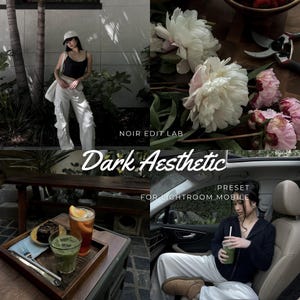 20 ajustes preestablecidos de Lightroom con estética oscura / Filtros de Instagram negros de bajo contraste, melancólicos y de dinero antiguo (descarga digital)