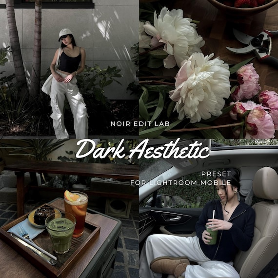 20 Dark Aesthetic Lightroom Presets | Low Contarst Dark Moody Old Money Black Instagram Filters (Digital Download)