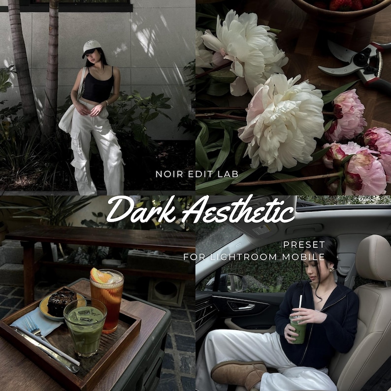 20 mörkestetiska Lightroom-förinställningar | Lågkontrast Mörkt, stämningsfullt Gamla pengar Svart Instagram-filter (digital nedladdning) bild 1