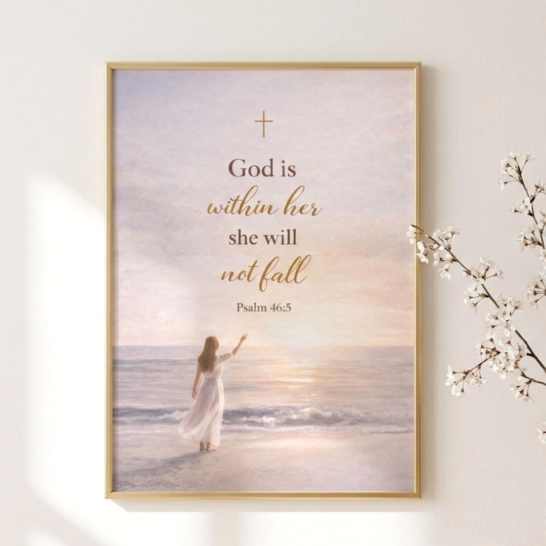 Christian Wall Art Printable, Psalm 46:5 God is Within Her, Christian ...