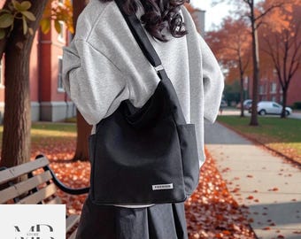 Large Canvas Tote Bag, Minimalist Crossbody Shoulder Bag
