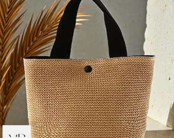 Beach Straw Shoulder Messenger Bag, Woven Rattan Bucket Summer Handbag, Chic Bohemian Crossbody Purse for Women, Handmade Straw Tote