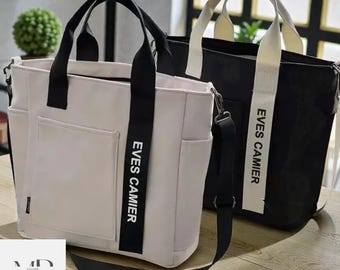 Nylon Canvas Tote Bag, Large Capacity Minimalist Shoulder Bag
