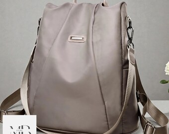 Women\'s Grey Backpack - Minimal Everyday Bag Mini Everyday Backpack, Small Minimalist Backpack for Work  main image 3