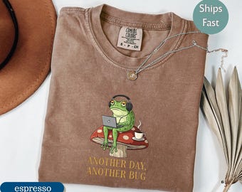 Comfort Colors Frog Remote Worker Shirt, Funny Programmer Gift