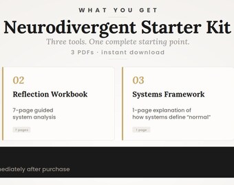 Neurodivergent Starter Kit | Reframe Cards, Reflection Workbook & Systems Framework Bundle