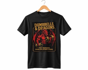 Dumbbells Dragons Shirt, Swoleplaying Game, Fantasy Workout Tee, Bella Canvas 3001