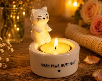 Cat-Shaped Ceramic Tealight Warmer, Heat-Resistant Aromatherapy Lamp for Home Fragrance and Décor New