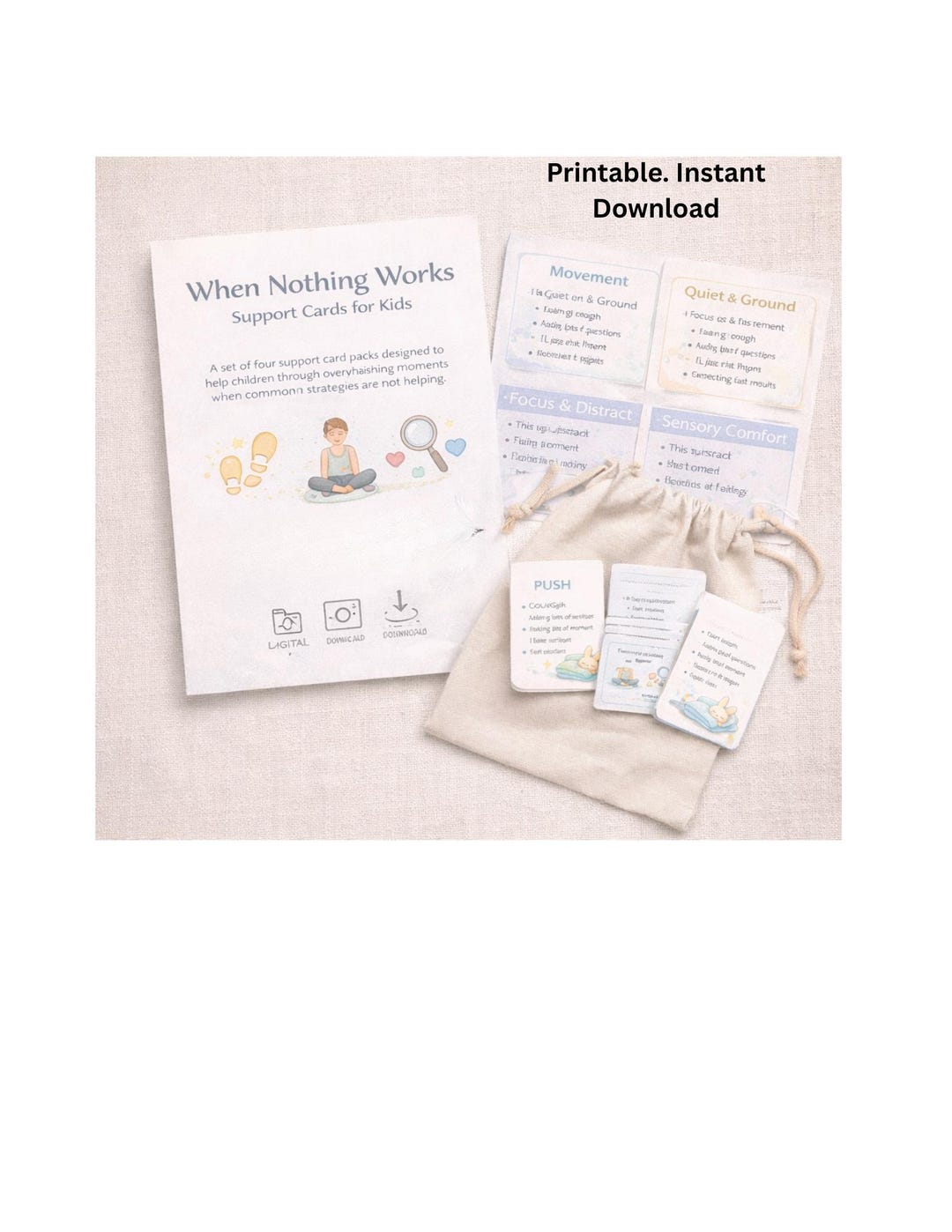 Printable Nothing Note When Nothing Works – Calm Support Cards for Kids | Printable Regulation ...