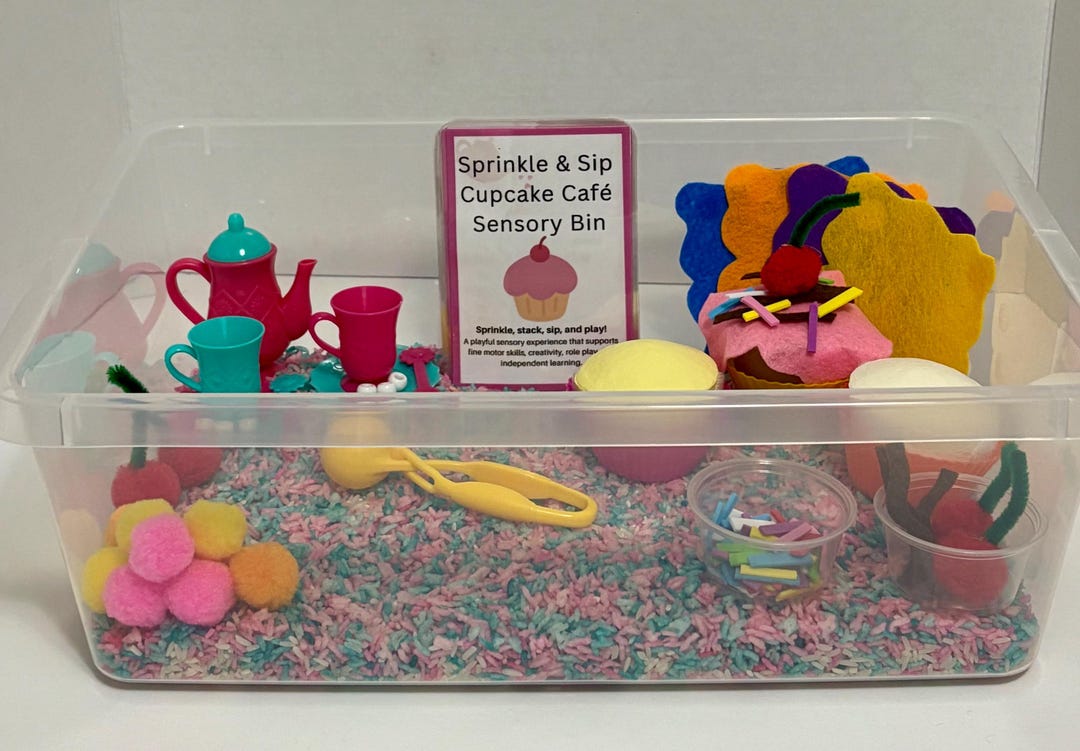 Cupcake Cafe Sensory Bin – Pretend Play Kit With Tea Set - Etsy