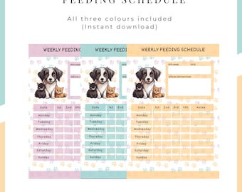 Weekly Pet Feeding Schedule Printable – Dog & Cat Tracker (Digital Download)