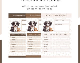 Neutral Pet Feeding Schedule Printable – Dog & Cat Tracker (Digital Download)