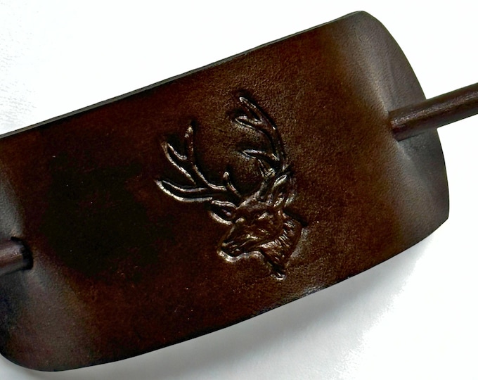 Handmade Leather Reindeer Heart Hair Pin:  Bun HolidayHolder Accessory
