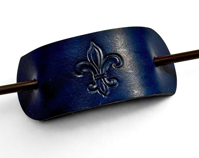 Handmade Leather Fleur-de-lis Hair Pin: French Bun Holder Accessory