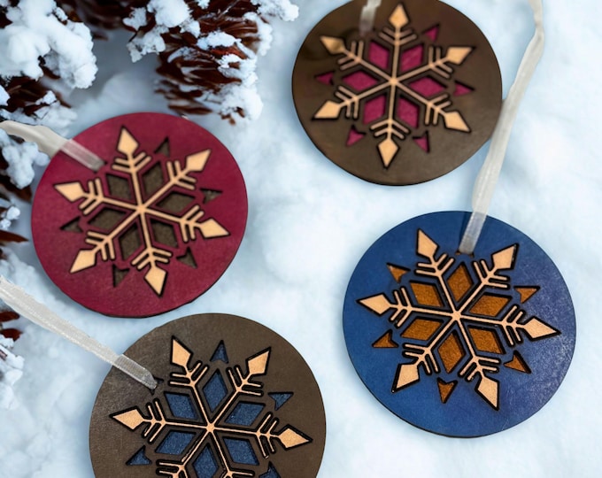 Scandinavian Leather Snowflake Ornament – Handmade Christmas Ornament