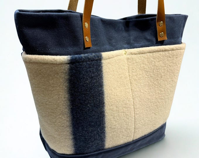 Vintage US Navy Wool "One of a Kind" Waxed Canvas Tote Bag