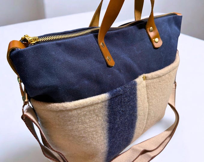 Vintage US Navy Wool "One of a Kind" Waxed Canvas Crossbody Bag