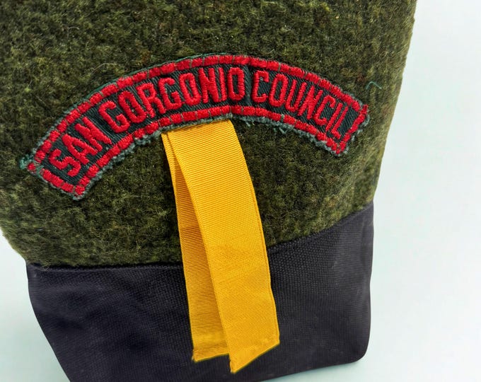 Upcycled "One of Kind" Vintage Scouts Wool and Waxed Canvas Pouch