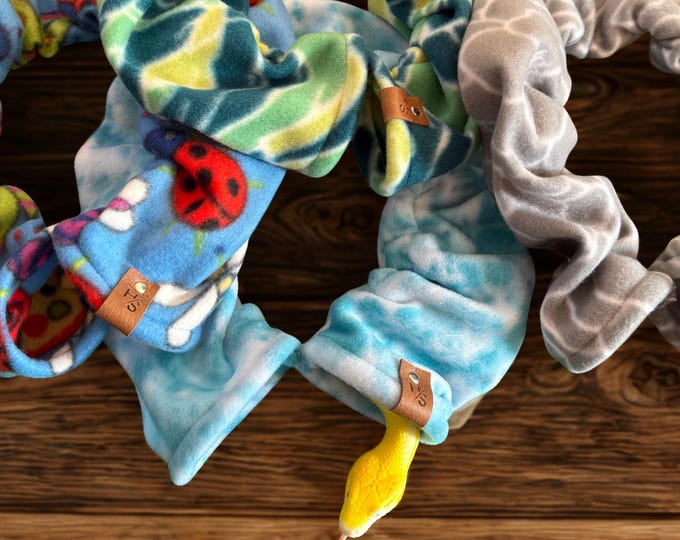 Fleece Reptile Hideout Donut: Gecko/Lizard Snuggle Sack - Lady Bugs, Floral, Abstract