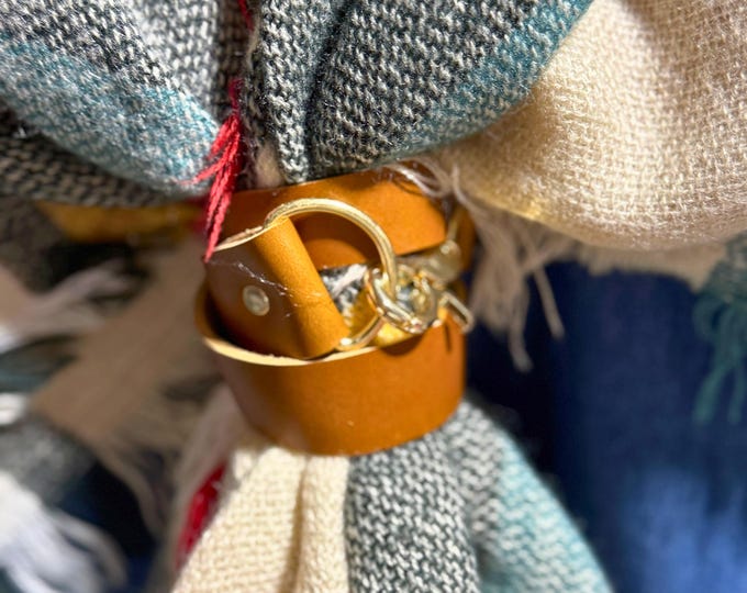 Brown Leather Scarf Wrap – Handmade Scarf Holder