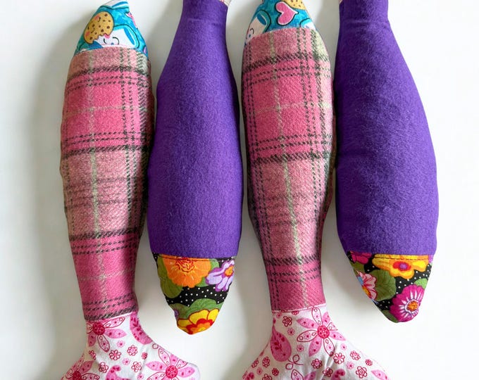 Handmade Organic Catnip Fish Toy - Pink and Purple Cat Kicker