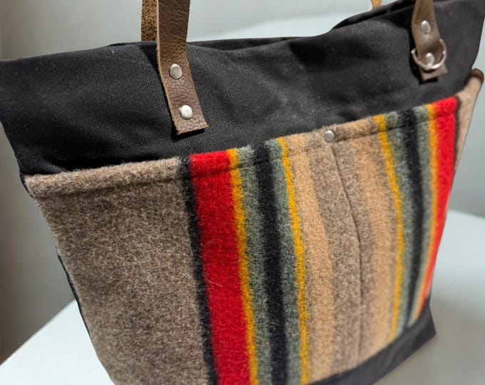 Northwoods and Rustic Wool & Waxed Canvas Tote Bag – Handmade in Minnesota