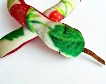 Strawberry Catnip Snake Toy – Organic Catnip | Soft Fleece | Handmade in Minnesota | 44" Long