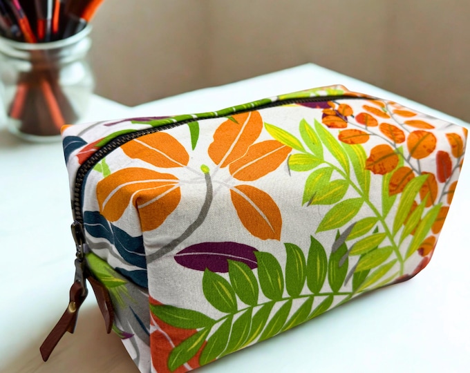 Houseplants makeup Bag: Handmade Fabric Travel Cosmetic Pouch